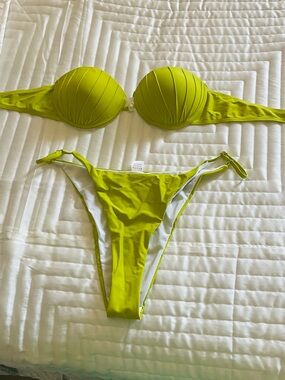 Lime Green Women's Bikini Set with detachable straps.